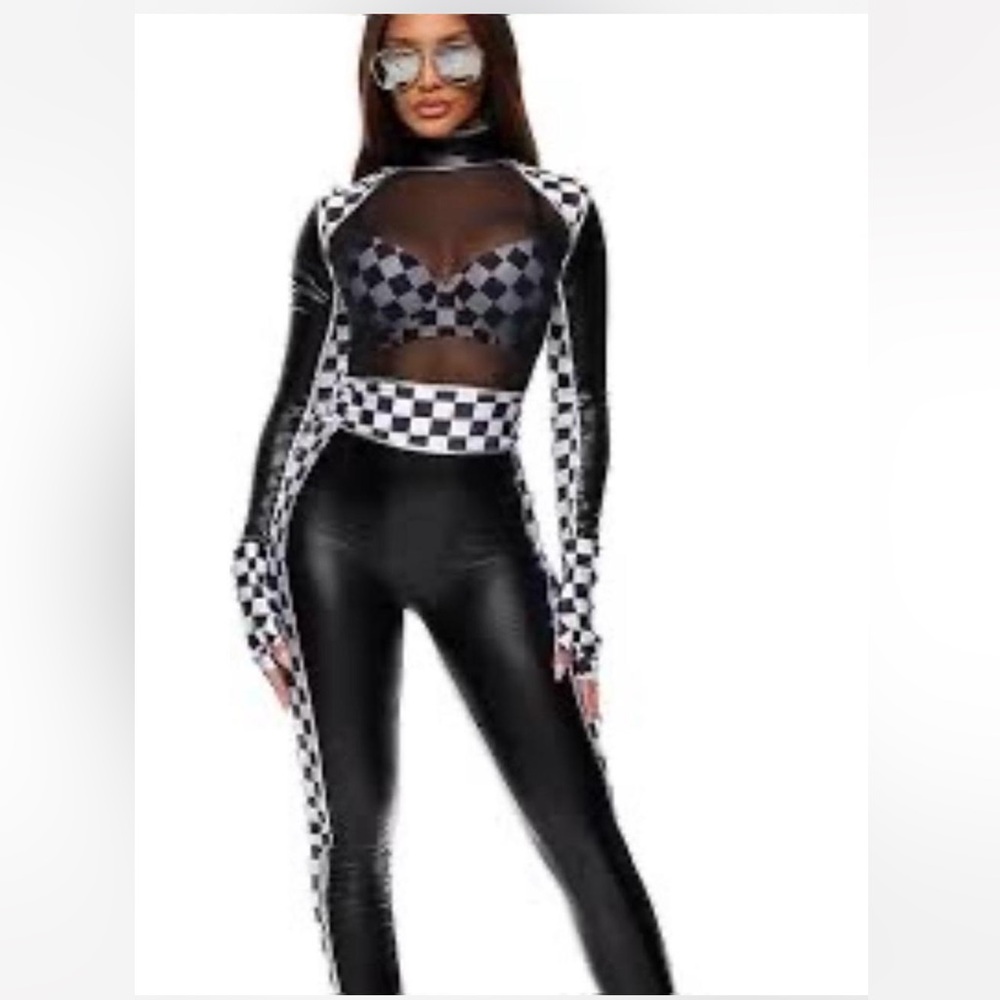 Forplay Finish Line Car Racer Costume jumpsuit.